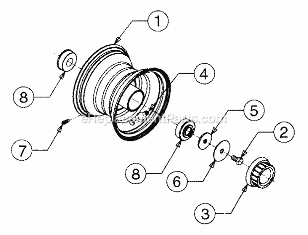 Front Wheel Diagram and Parts List for GT2521-48 13A-278M710 Cub Cadet Lawn Tractor